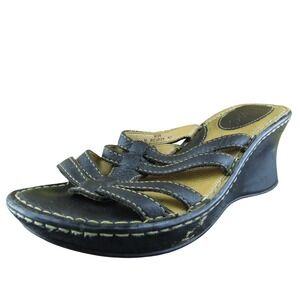 Born BC3029 Women Slide Sandal Shoes Black Leather Size 8 Medium